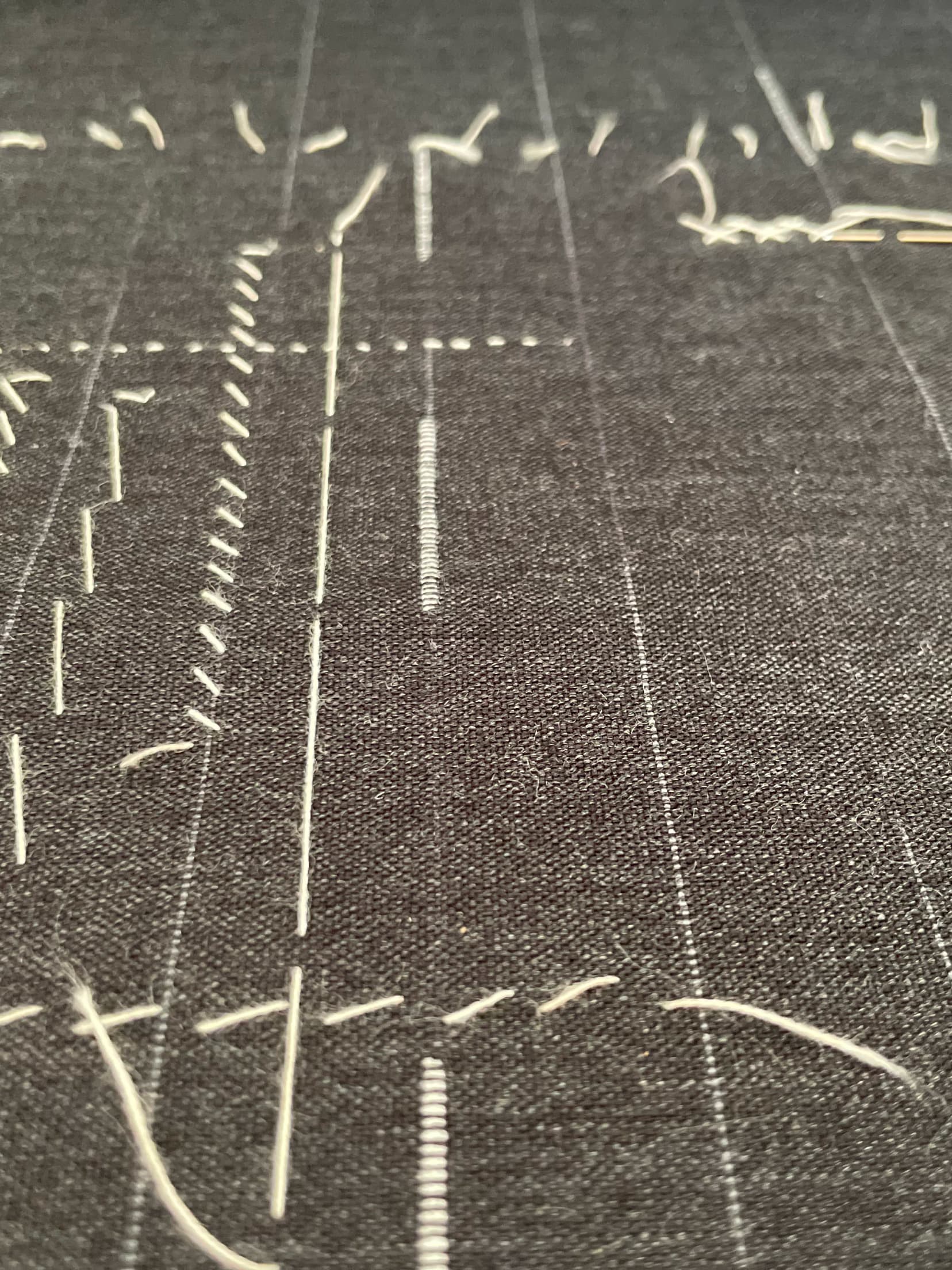 Tailoring stitch on designed fabric